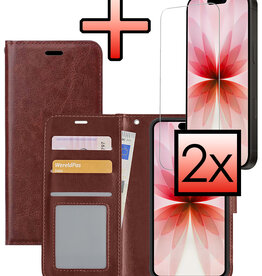 NoXx NoXx iPhone 17 Hoesje Bookcase Met 2x Screenprotector - Bruin