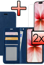 NoXx NoXx iPhone 17 Hoesje Bookcase Met 2x Screenprotector - Donkerblauw