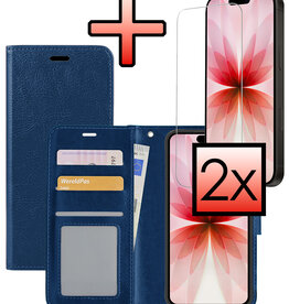 NoXx NoXx iPhone 17 Hoesje Bookcase Met 2x Screenprotector - Donkerblauw