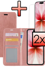 NoXx NoXx iPhone 17 Hoesje Bookcase Met 2x Screenprotector - Rose Goud