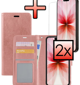 NoXx NoXx iPhone 17 Hoesje Bookcase Met 2x Screenprotector - Rose Goud