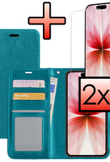 NoXx NoXx iPhone 17 Hoesje Bookcase Met 2x Screenprotector - Turquoise