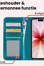 NoXx NoXx iPhone 17 Hoesje Bookcase Met 2x Screenprotector - Turquoise