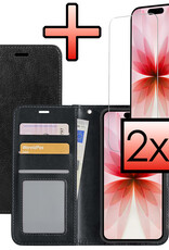 NoXx NoXx iPhone 17 Hoesje Bookcase Met 2x Screenprotector - Zwart