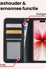 NoXx NoXx iPhone 17 Hoesje Bookcase Met 2x Screenprotector - Zwart