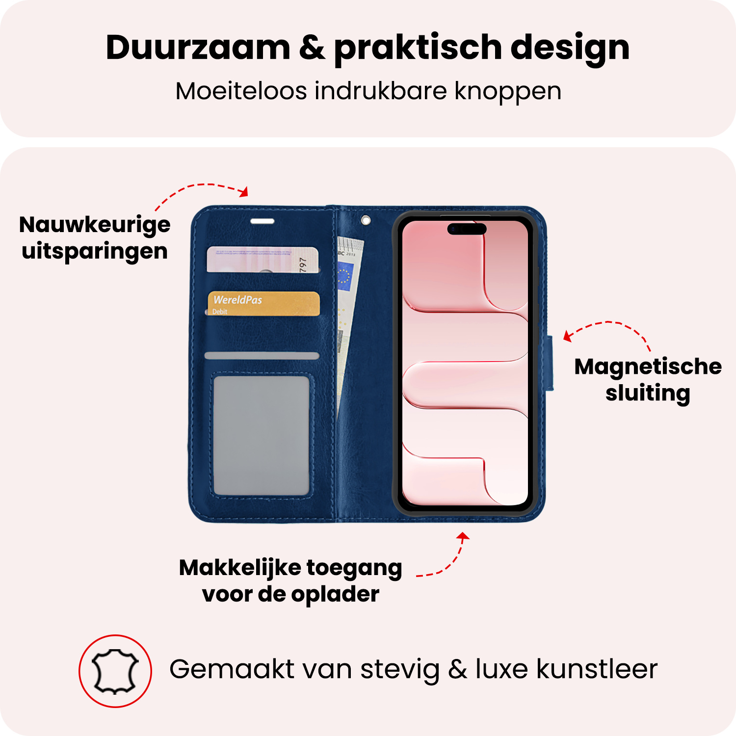 NoXx NoXx iPhone Air Hoesje Bookcase Met Screenprotector - Donkerblauw