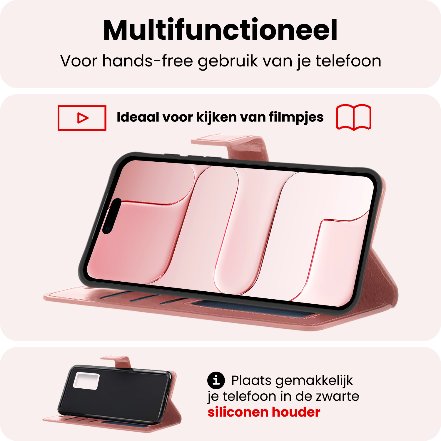 NoXx NoXx iPhone Air Hoesje Bookcase Met Screenprotector - Rose Goud