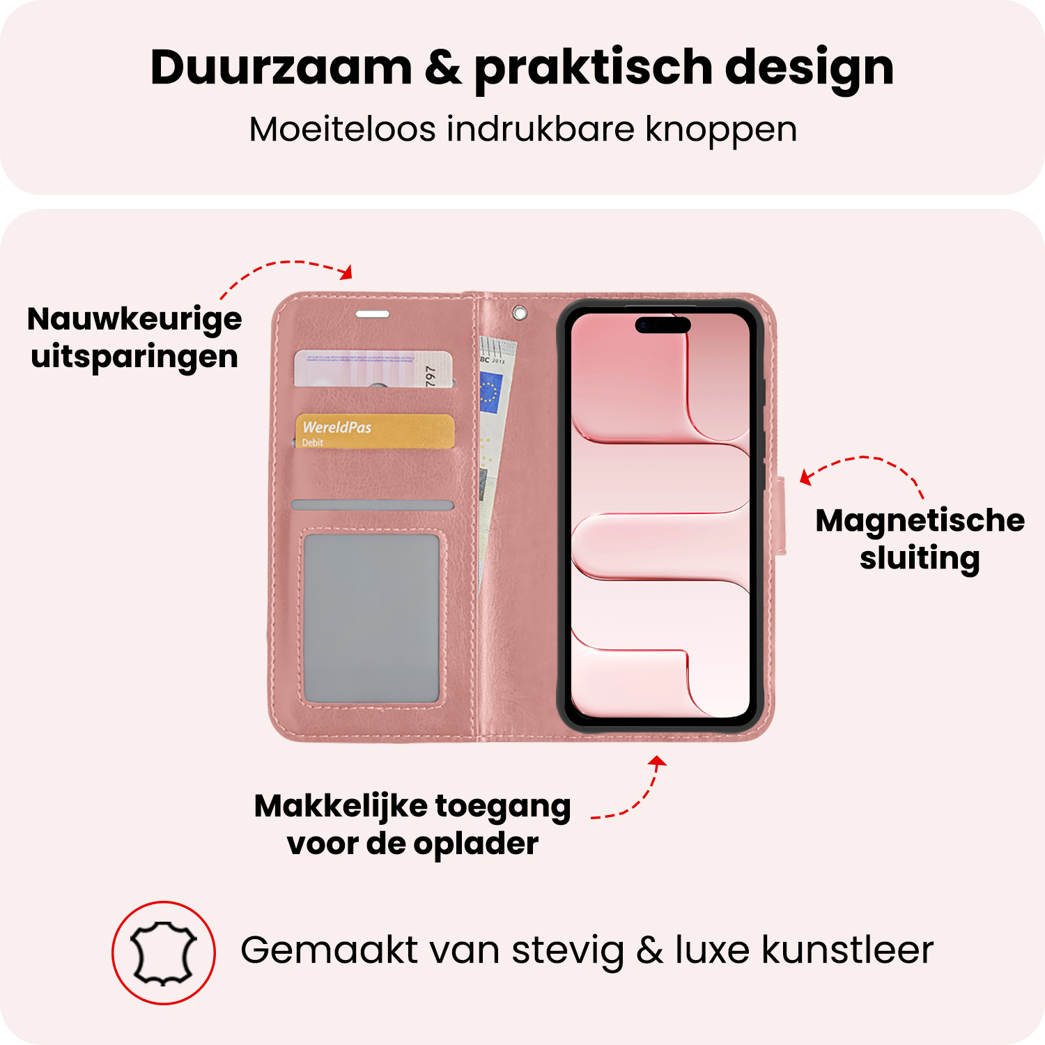 NoXx NoXx iPhone Air Hoesje Bookcase Met Screenprotector - Rose Goud