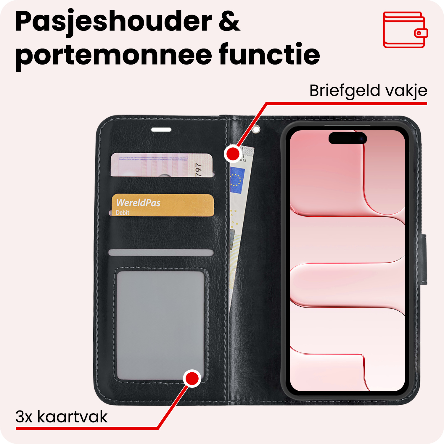 NoXx NoXx iPhone Air Hoesje Bookcase Met Screenprotector - Zwart