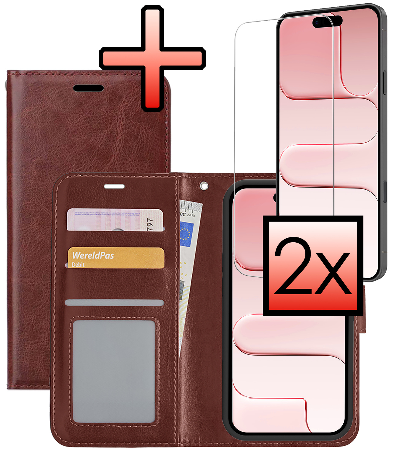 NoXx NoXx iPhone Air Hoesje Bookcase Met 2x Screenprotector - Bruin