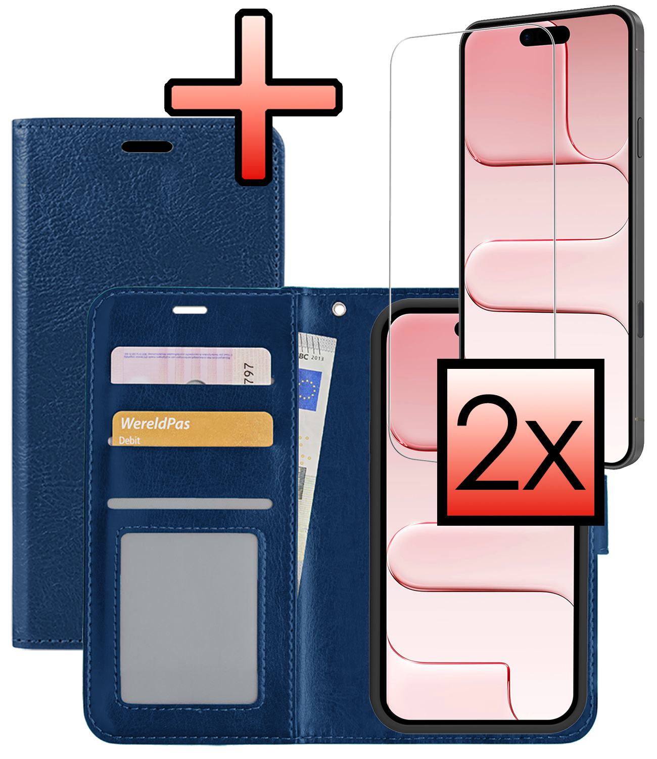 NoXx NoXx iPhone Air Hoesje Bookcase Met 2x Screenprotector - Donkerblauw