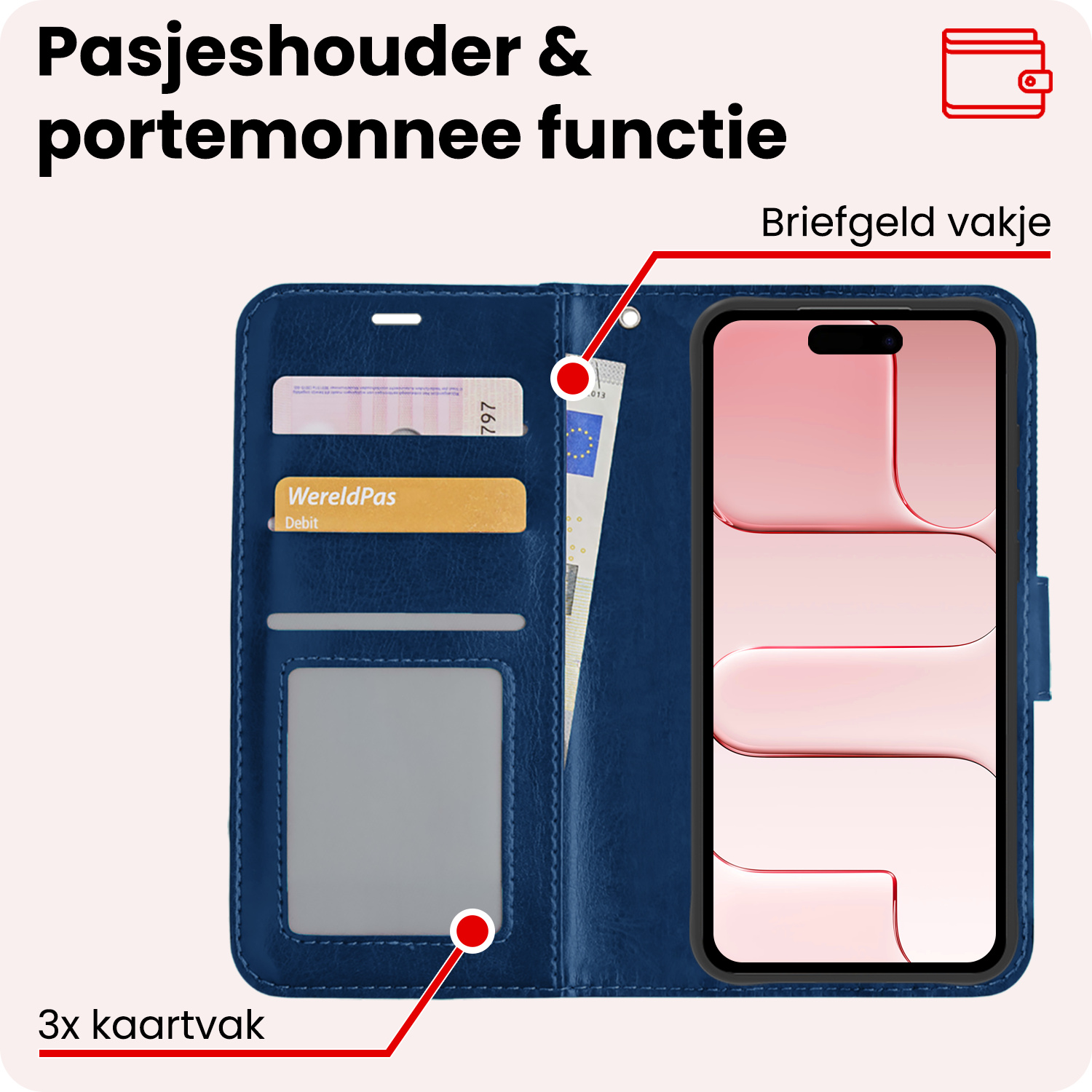 NoXx NoXx iPhone Air Hoesje Bookcase Met 2x Screenprotector - Donkerblauw
