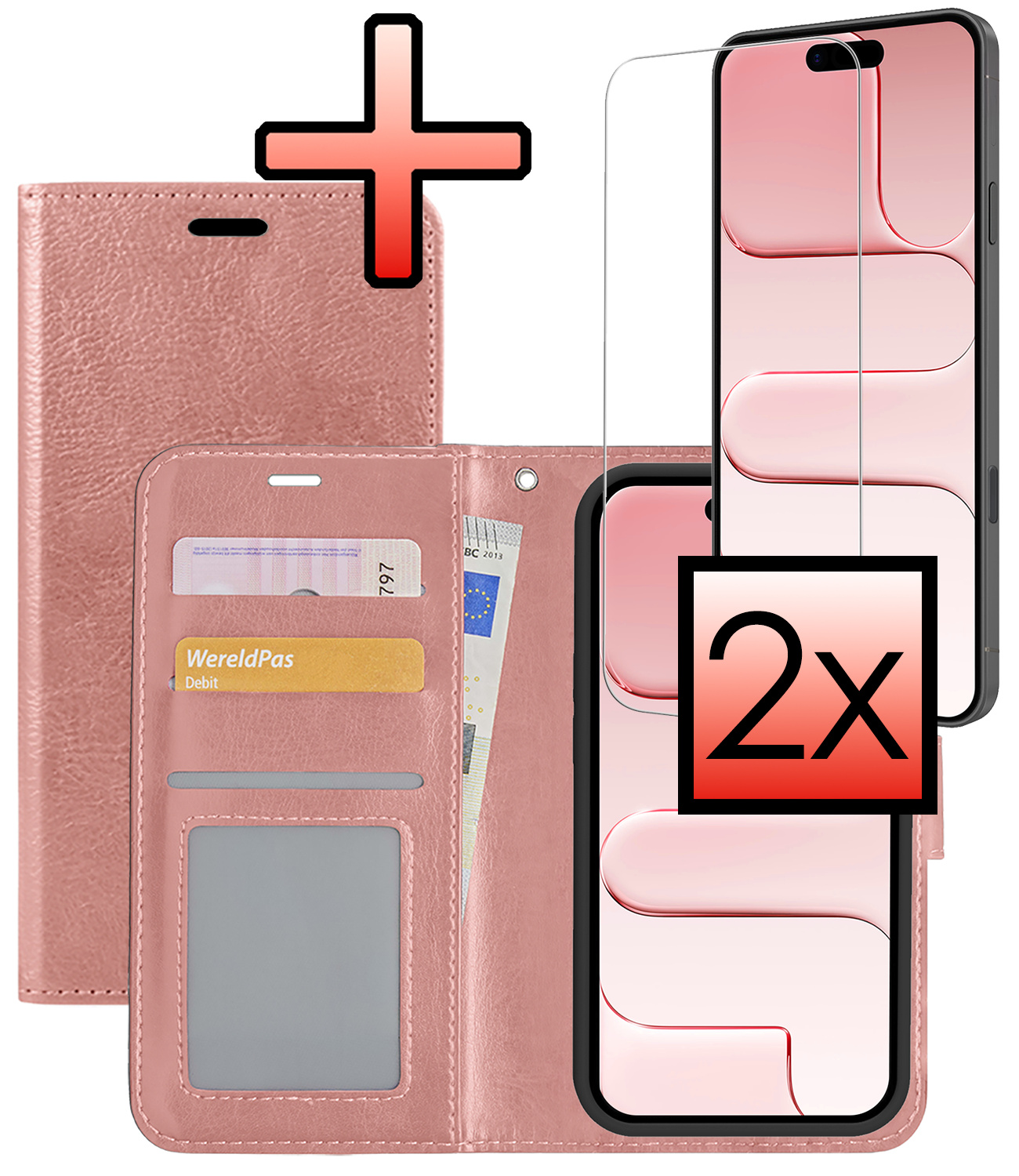 NoXx NoXx iPhone Air Hoesje Bookcase Met 2x Screenprotector - Rose Goud