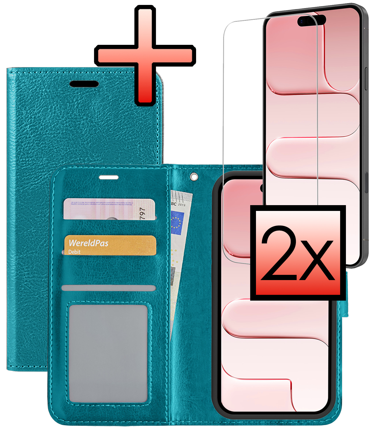 NoXx NoXx iPhone Air Hoesje Bookcase Met 2x Screenprotector - Turquoise