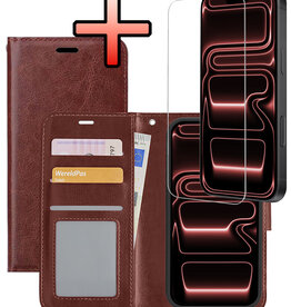 NoXx NoXx iPhone 17 Pro Hoesje Bookcase Met Screenprotector - Bruin