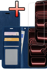 NoXx NoXx iPhone 17 Pro Hoesje Bookcase Met Screenprotector - Donkerblauw