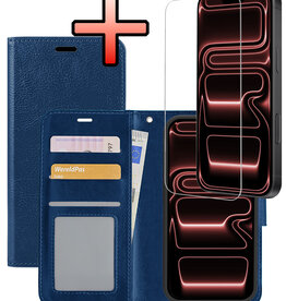 NoXx NoXx iPhone 17 Pro Hoesje Bookcase Met Screenprotector - Donkerblauw