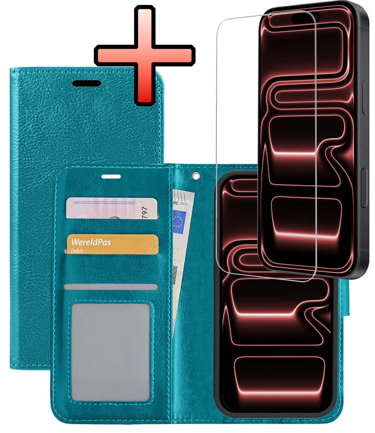 NoXx NoXx iPhone 17 Pro Hoesje Bookcase Met Screenprotector - Turquoise