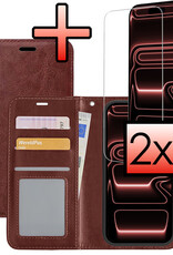 NoXx NoXx iPhone 17 Pro Hoesje Bookcase Met 2x Screenprotector - Bruin