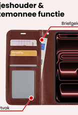 NoXx NoXx iPhone 17 Pro Hoesje Bookcase Met 2x Screenprotector - Bruin