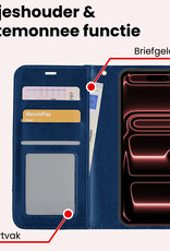 NoXx NoXx iPhone 17 Pro Hoesje Bookcase Met 2x Screenprotector - Donkerblauw