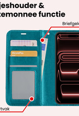 NoXx NoXx iPhone 17 Pro Hoesje Bookcase Met 2x Screenprotector - Turquoise