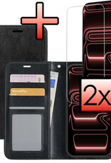 NoXx NoXx iPhone 17 Pro Hoesje Bookcase Met 2x Screenprotector - Zwart