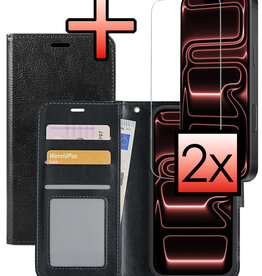 NoXx NoXx iPhone 17 Pro Hoesje Bookcase Met 2x Screenprotector - Zwart