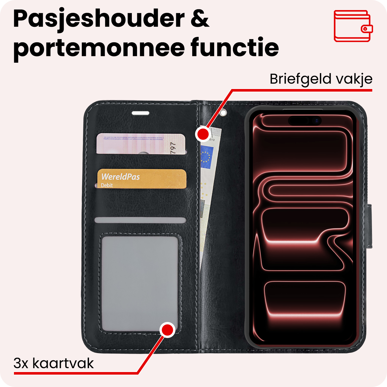 NoXx NoXx iPhone 17 Pro Max Hoesje Bookcase - Zwart