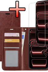 NoXx NoXx iPhone 17 Pro Max Hoesje Bookcase Met Screenprotector - Bruin