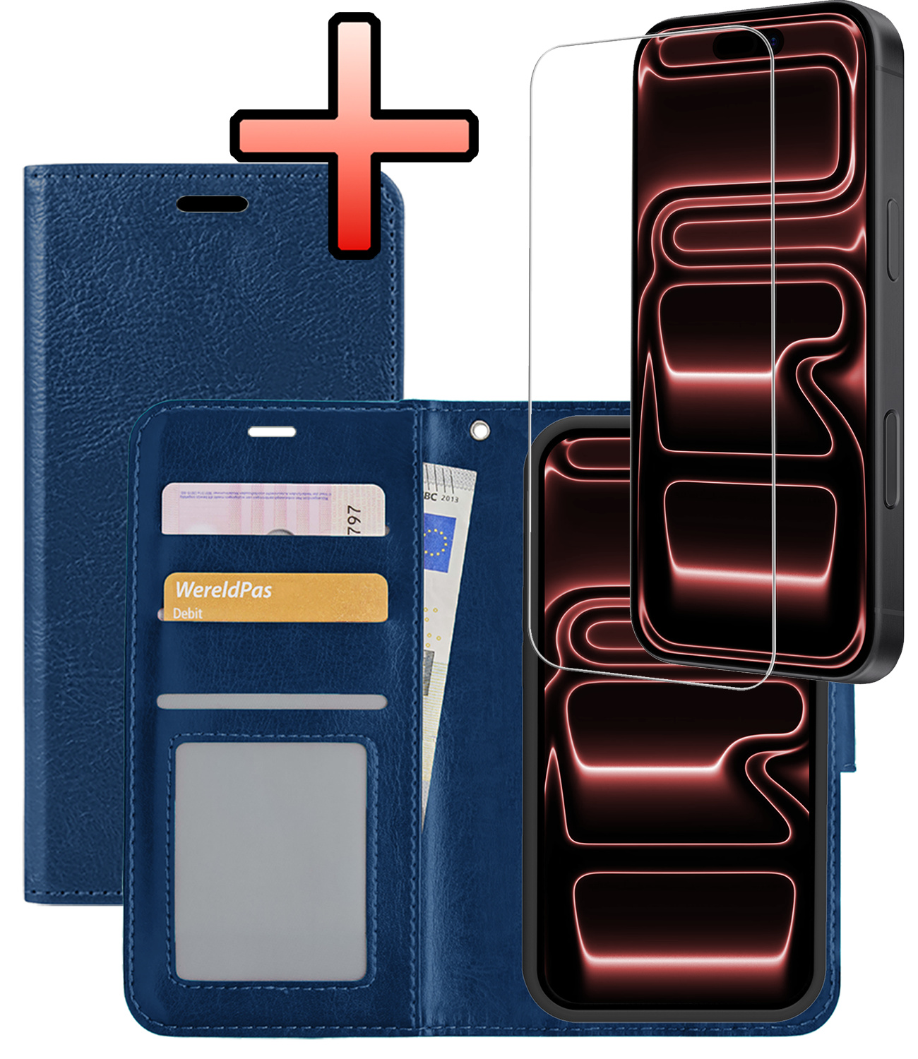 NoXx NoXx iPhone 17 Pro Max Hoesje Bookcase Met Screenprotector - Donkerblauw