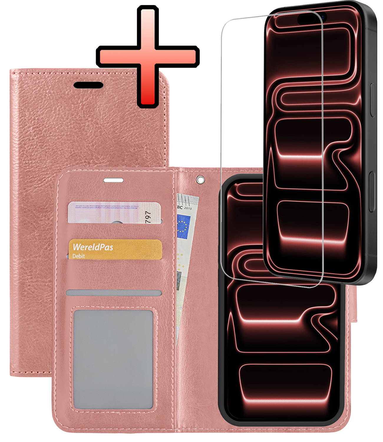 NoXx NoXx iPhone 17 Pro Max Hoesje Bookcase Met Screenprotector - Rose Goud