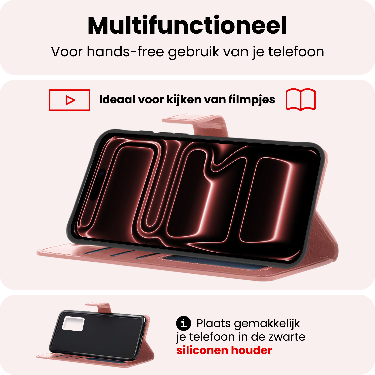 NoXx NoXx iPhone 17 Pro Max Hoesje Bookcase Met Screenprotector - Rose Goud