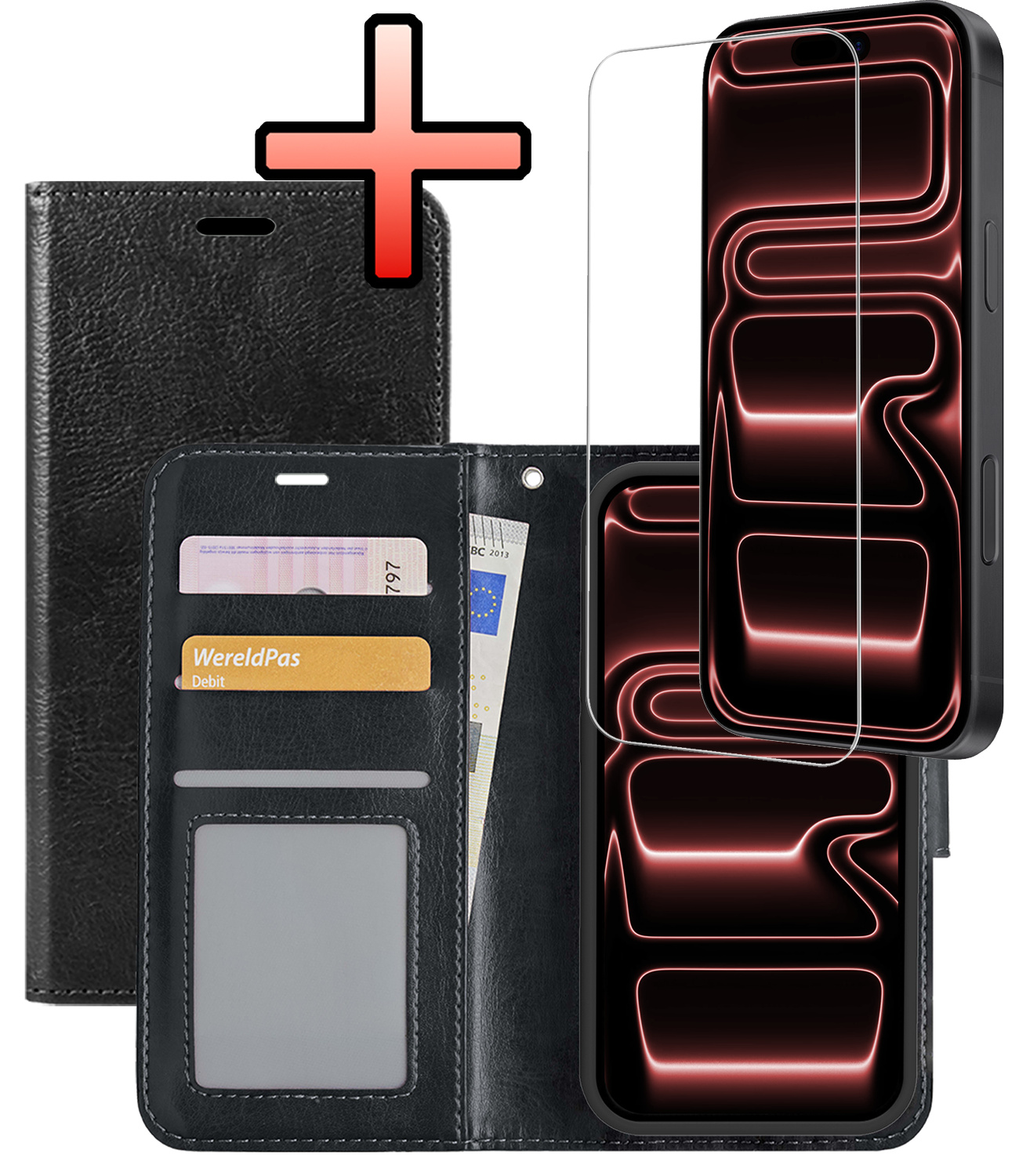 NoXx NoXx iPhone 17 Pro Max Hoesje Bookcase Met Screenprotector - Zwart