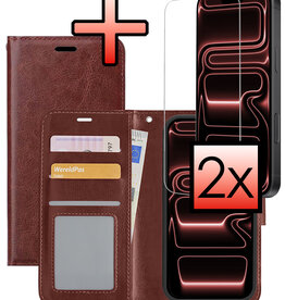 NoXx NoXx iPhone 17 Pro Max Hoesje Bookcase Met 2x Screenprotector - Bruin