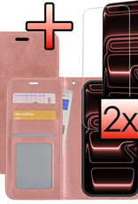 NoXx NoXx iPhone 17 Pro Max Hoesje Bookcase Met 2x Screenprotector - Rose Goud