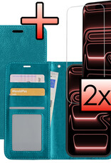 NoXx NoXx iPhone 17 Pro Max Hoesje Bookcase Met 2x Screenprotector - Turquoise
