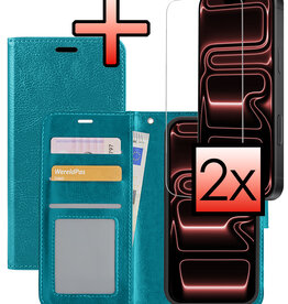 NoXx NoXx iPhone 17 Pro Max Hoesje Bookcase Met 2x Screenprotector - Turquoise