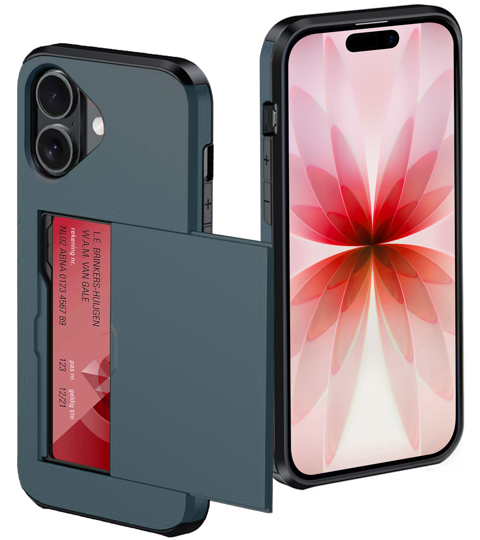 NoXx NoXx iPhone 17 Hoesje Pashouder Hard - Donker Blauw