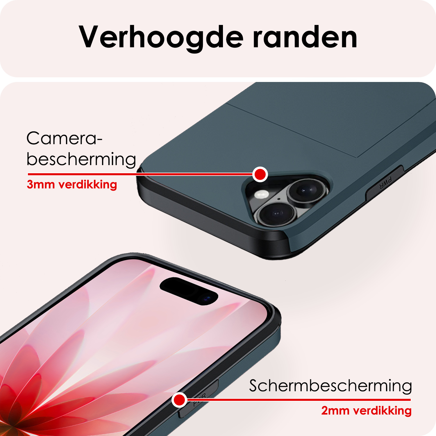 NoXx NoXx iPhone 17 Hoesje Pashouder Hard - Donker Blauw