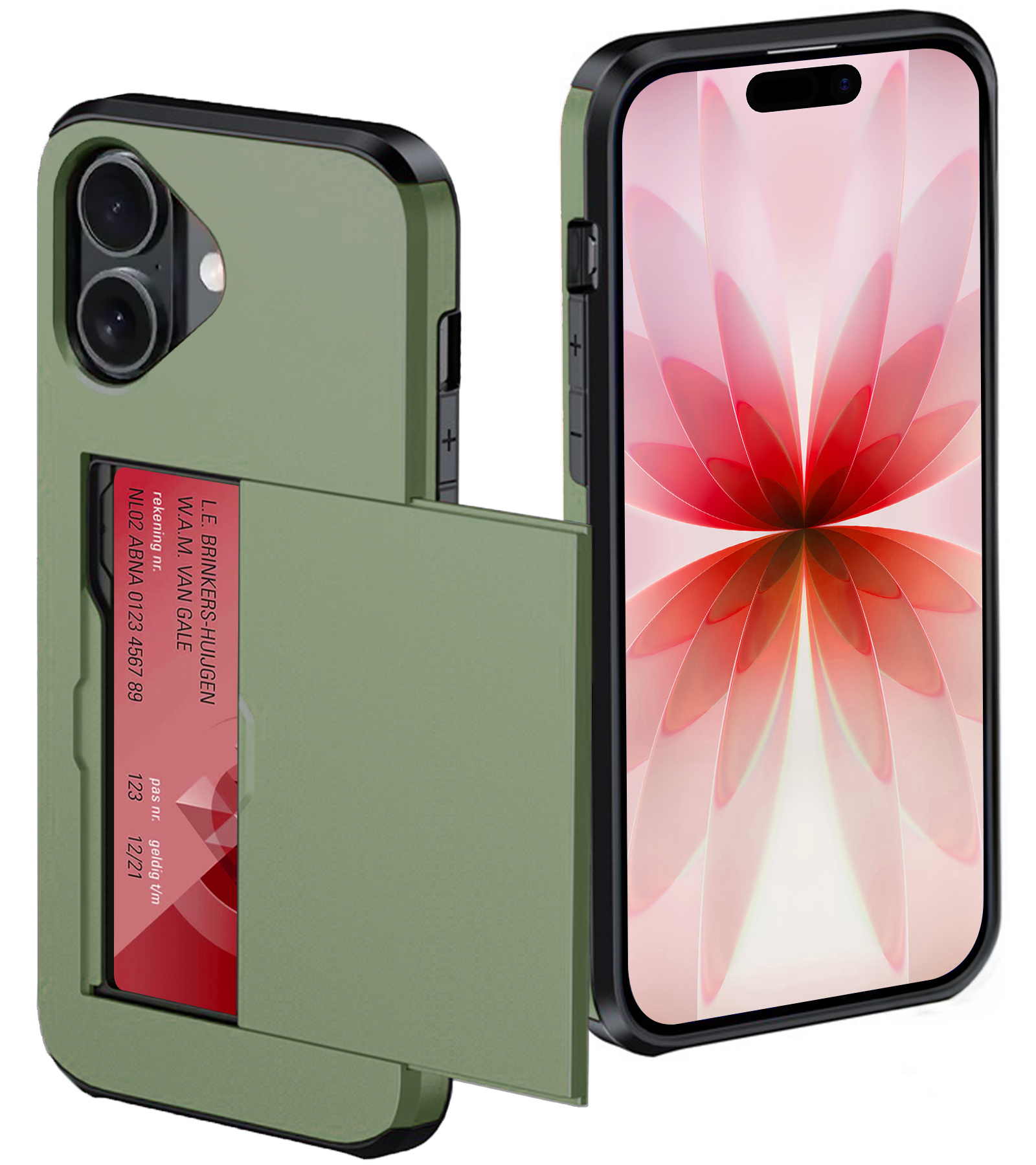 NoXx NoXx iPhone 17 Hoesje Pashouder Hard - Donker Groen