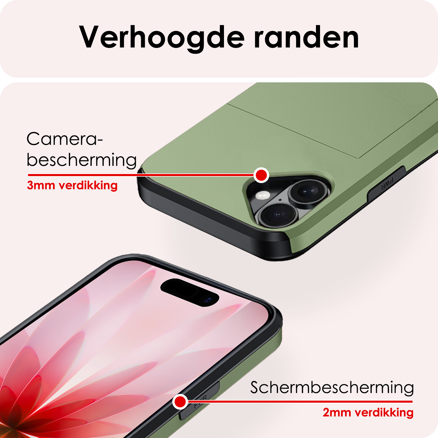 NoXx NoXx iPhone 17 Hoesje Pashouder Hard - Donker Groen