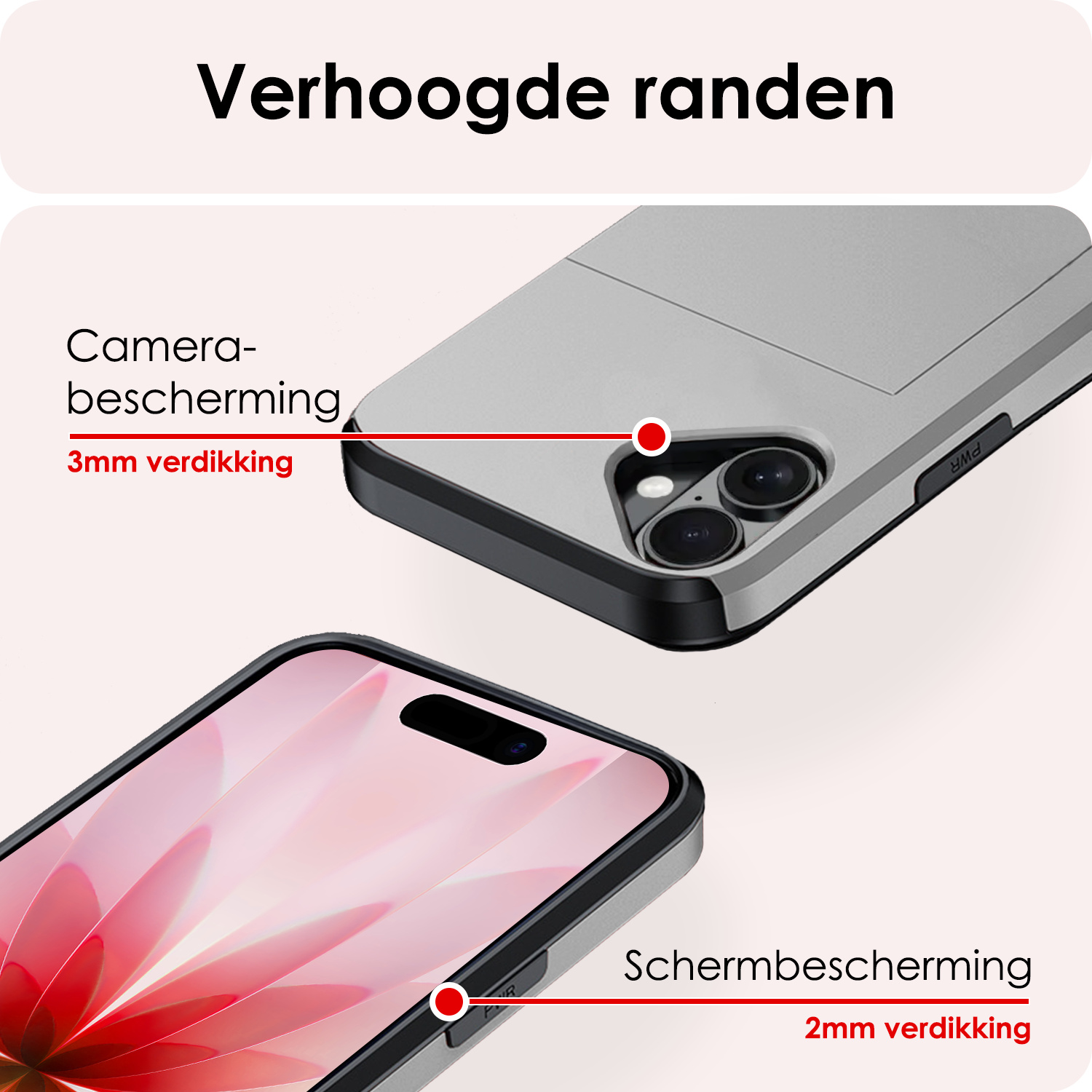 NoXx NoXx iPhone 17 Hoesje Pashouder Hard - Grijs