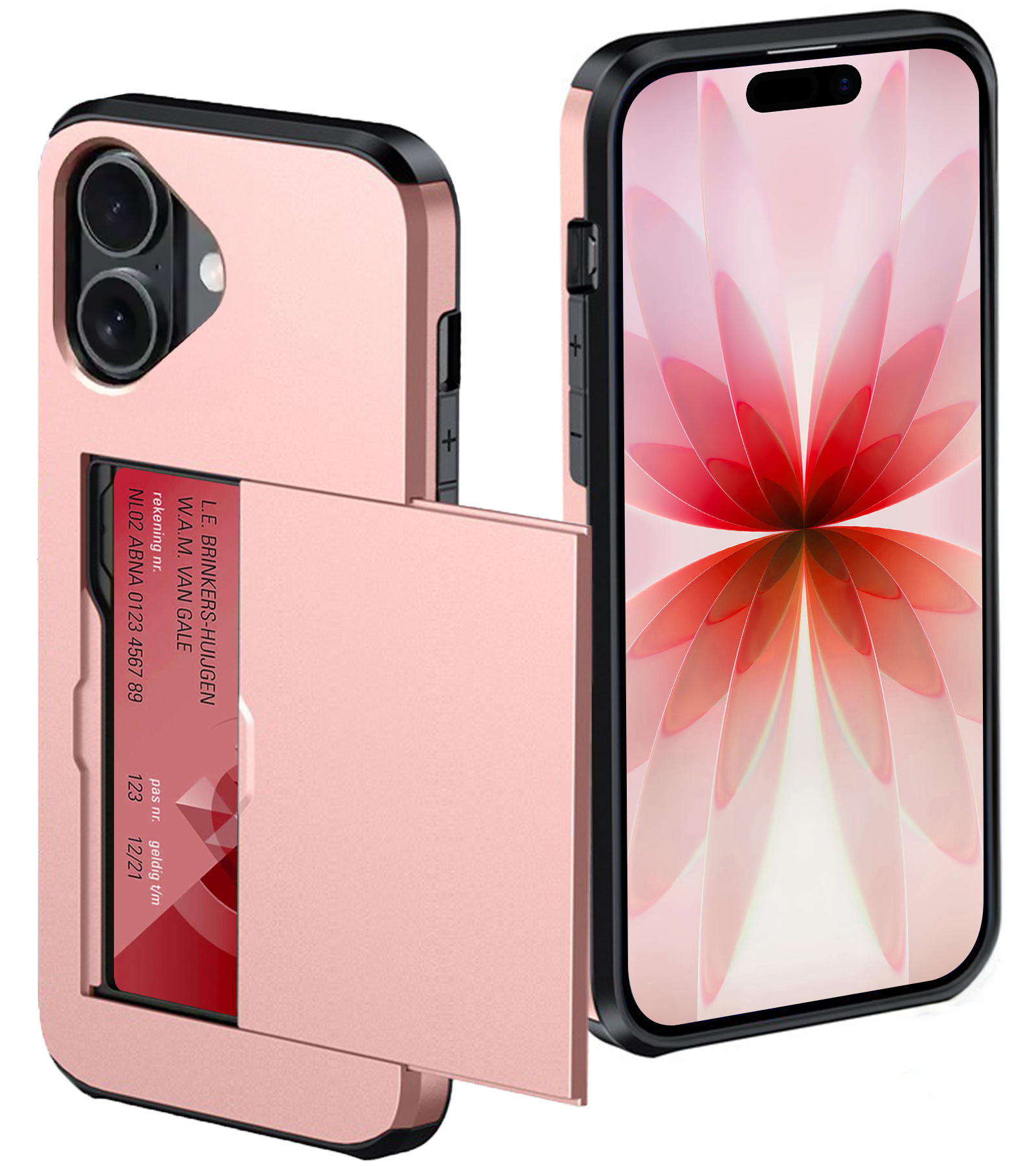 NoXx NoXx iPhone 17 Hoesje Pashouder Hard - Rosé Goud
