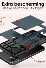 NoXx NoXx iPhone 17 Hoesje Pashouder Hard Met Screenprotector - Donker Blauw