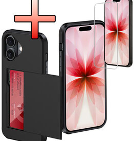 NoXx NoXx iPhone 17 Hoesje Pashouder Hard Met Screenprotector - Zwart