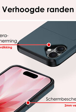 NoXx NoXx iPhone 17 Hoesje Pashouder Hard Met 2x Screenprotector - Donker Blauw