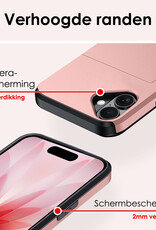 NoXx NoXx iPhone 17 Hoesje Pashouder Hard Met 2x Screenprotector - Rosé Goud