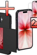 NoXx NoXx iPhone 17 Hoesje Pashouder Hard Met 2x Screenprotector - Zwart