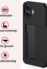 NoXx NoXx iPhone 17 Hoesje Pashouder Hard Met 2x Screenprotector - Zwart